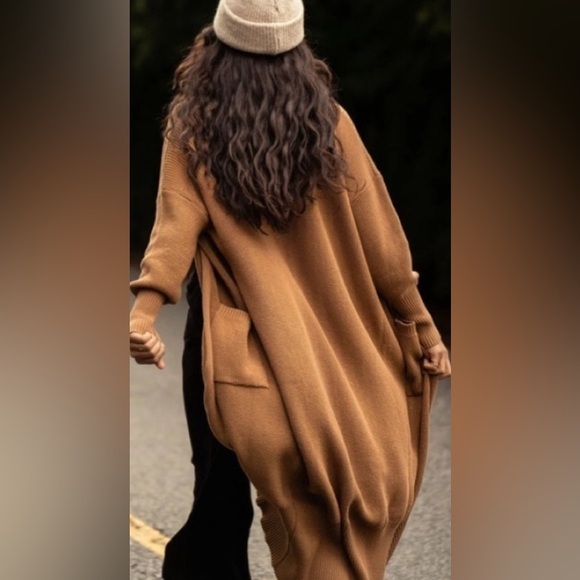 Burgundy!🌺 NWT L Jackson Rowe Supermoon longline open cardigan duster cotton mix - Picture 2 of 11